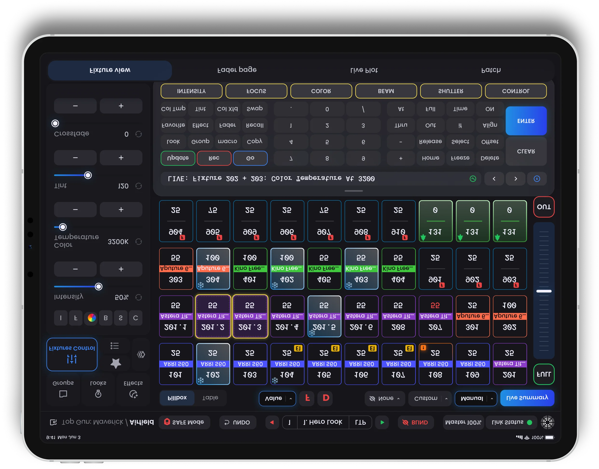 Blackout Lighting Console interface